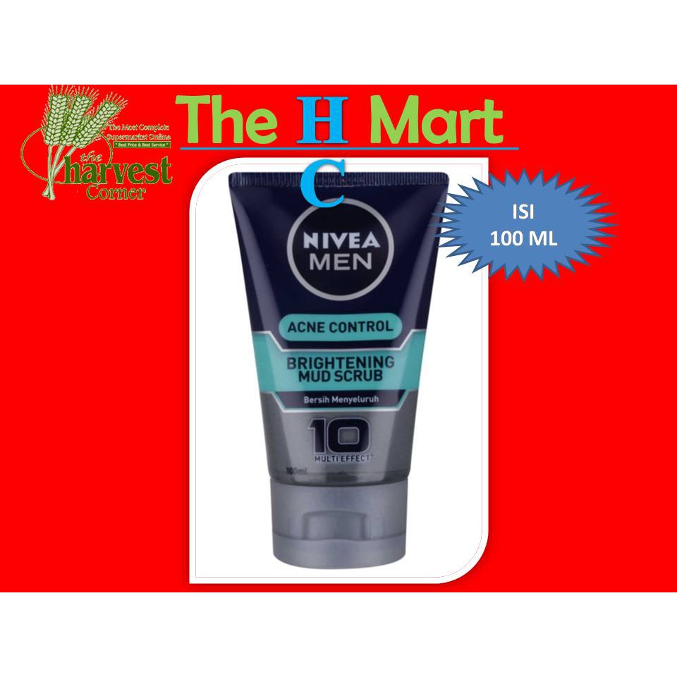 nivea men acne control brightening mud scrub