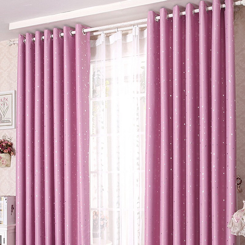 Printing Perforated Curtains Stars Blockout Thicken Curtain