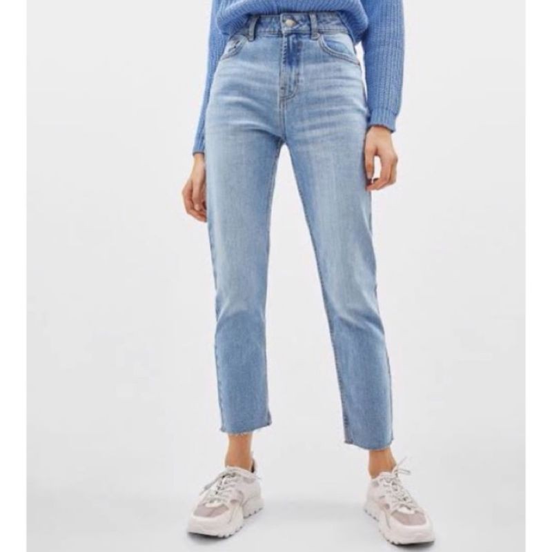 ZARA SLIM FIT mom jeans crop(semi stretch) | Shopee Philippines