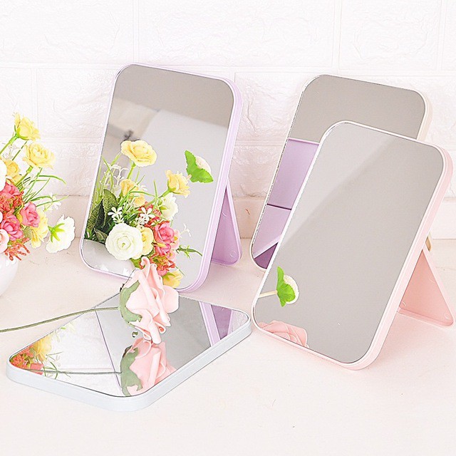 Mr01 Desktop Makeup Mirror Foldable, Square Vanity Mirror With Stand