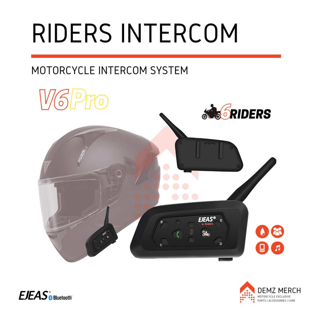 for helmet EJEAS V6 PRO Motorcycle Helmet Bluetooth MultiUser