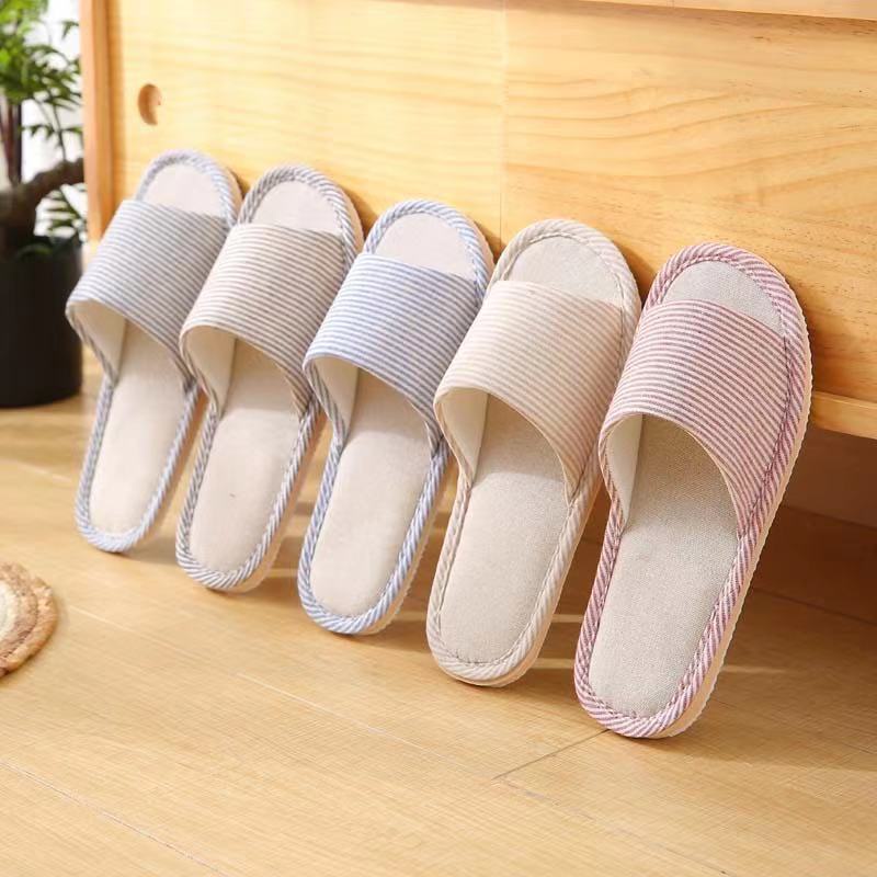 Japanese linen indoor nonslip home slippers for women and men 345