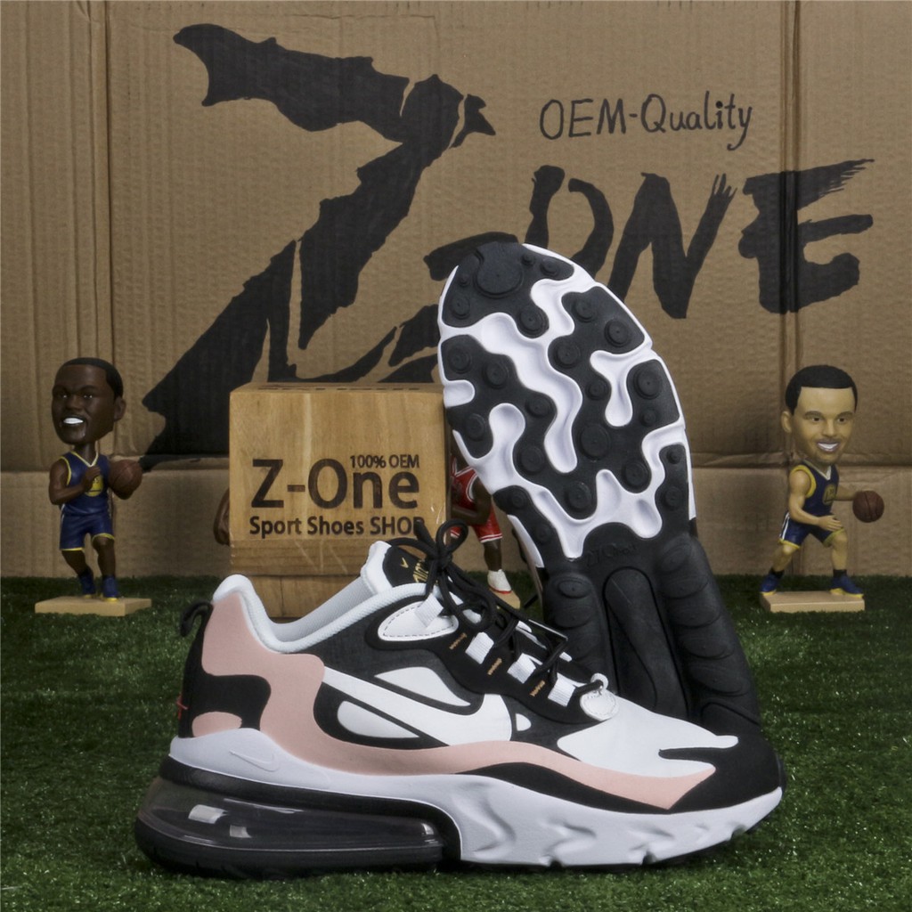 nike air max 270 react white pink and black sneakers