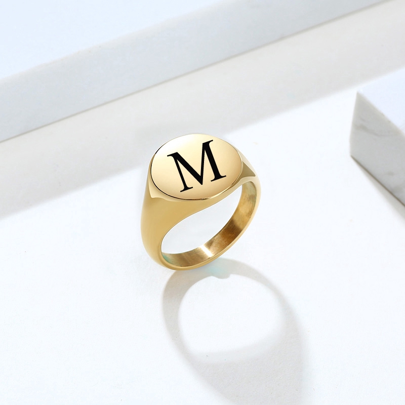 Letters Rings Women Gold Color Stainless Steel Ring Alphabet Letter ...