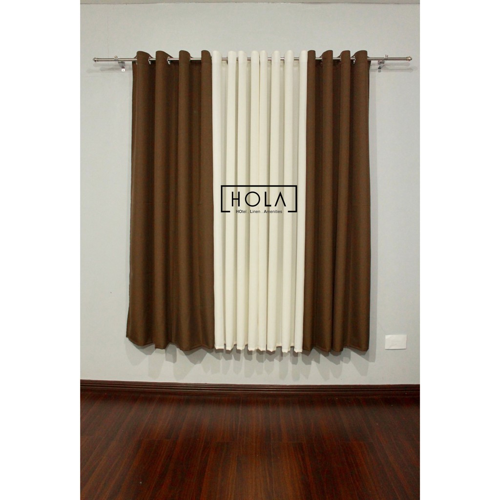 Hola Coffee Brown Plain Curtains 3in1 Set 4in1 Set