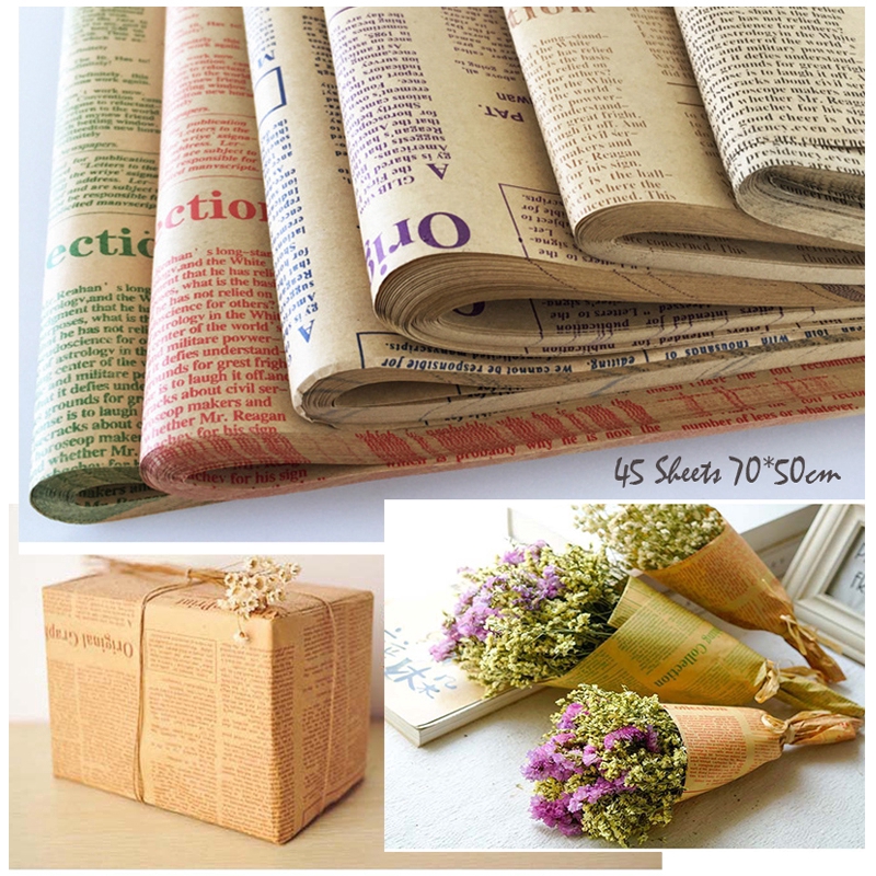 45pcs-flowers-wrapping-papers-vintage-newspaper-gift-70-50cm-shopee