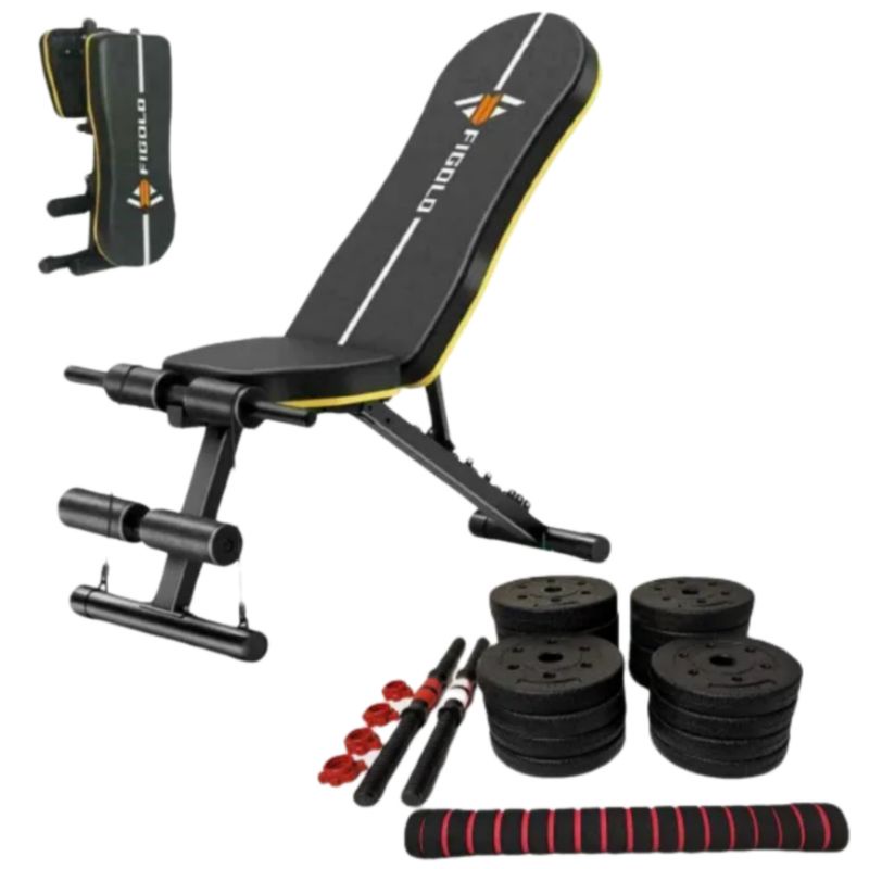 3 in 1 Dumbbell Bench with 66 LBS Dumbbell / Barbell Convertible set