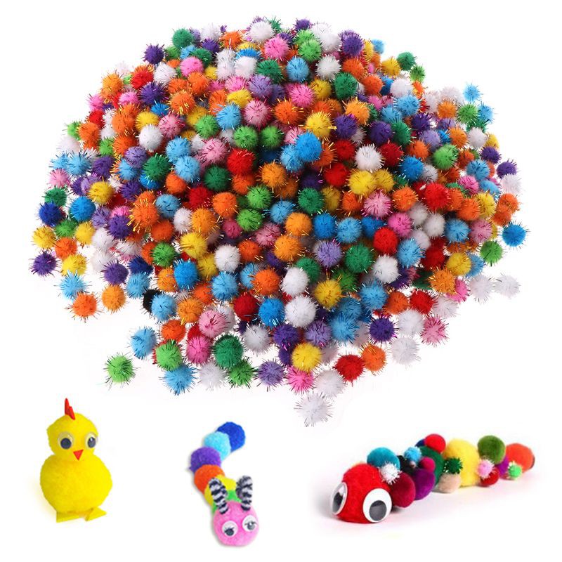 24PCS Mixed Color Glitter PomPoms Balls Pom Poms Pet Toys Decor for Crafts 1 