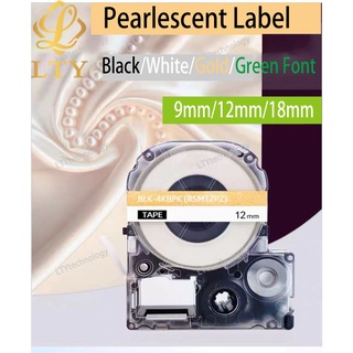 2PCS Compatible EPSON 12mm LC-4BKP Label Tape Gold on Black lw300 lw400 700 900 