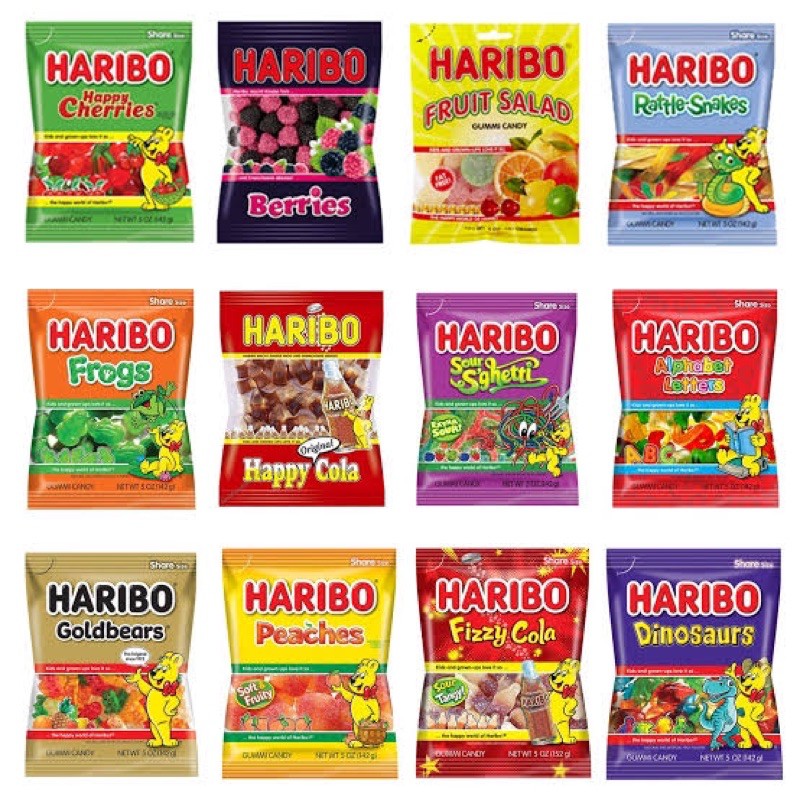 Haribo Gummy Gummies Candy Share Size (Gold/Berries/Watermelon/Cola