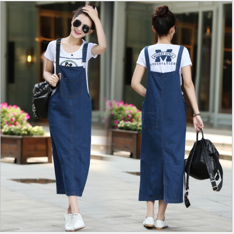 denim jumpsuit long skirt