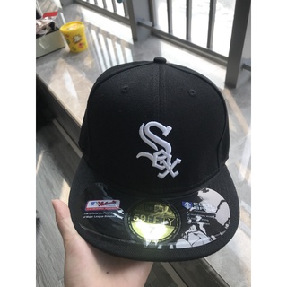 【Ready stock】mlb players Style Chicago White Sox flat brim cap full disclosure size hat black unisex hip hop snapback hat #9