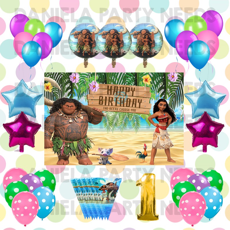 New Arrival Moana Theme Birthday Party Decoration Set C Moana Theme Birthday Full Set Shopee Philippines