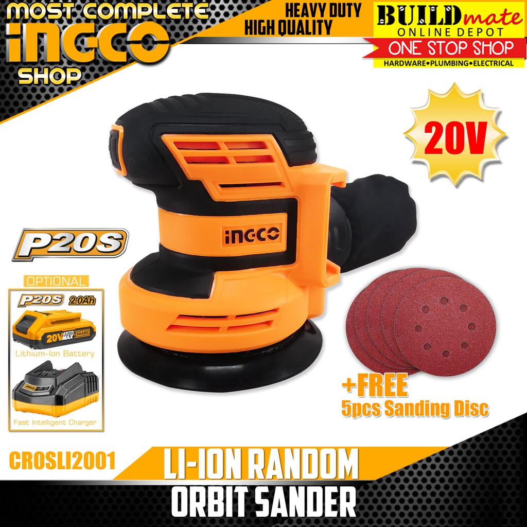 INGCO Cordless LiIon Random Orbital Sander 20V CROSLI2001 POWERSHARE