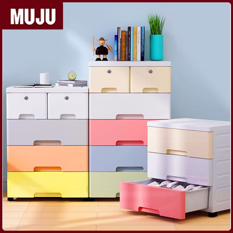 MUJU 48cm Plastic Drawer Bedroom Organizer Home Clothes toy storage megabox with lock