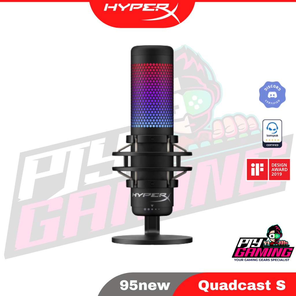 HyperX QuadCast S USB Condenser Full-featured RGB Gaming Microphone ...