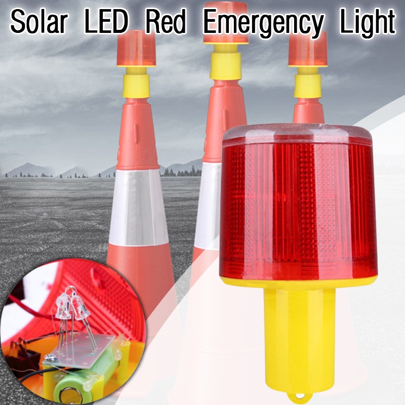 Solar LED Red Emergency Light Flash Indicator Lamp Traffic Tower Beacon ...