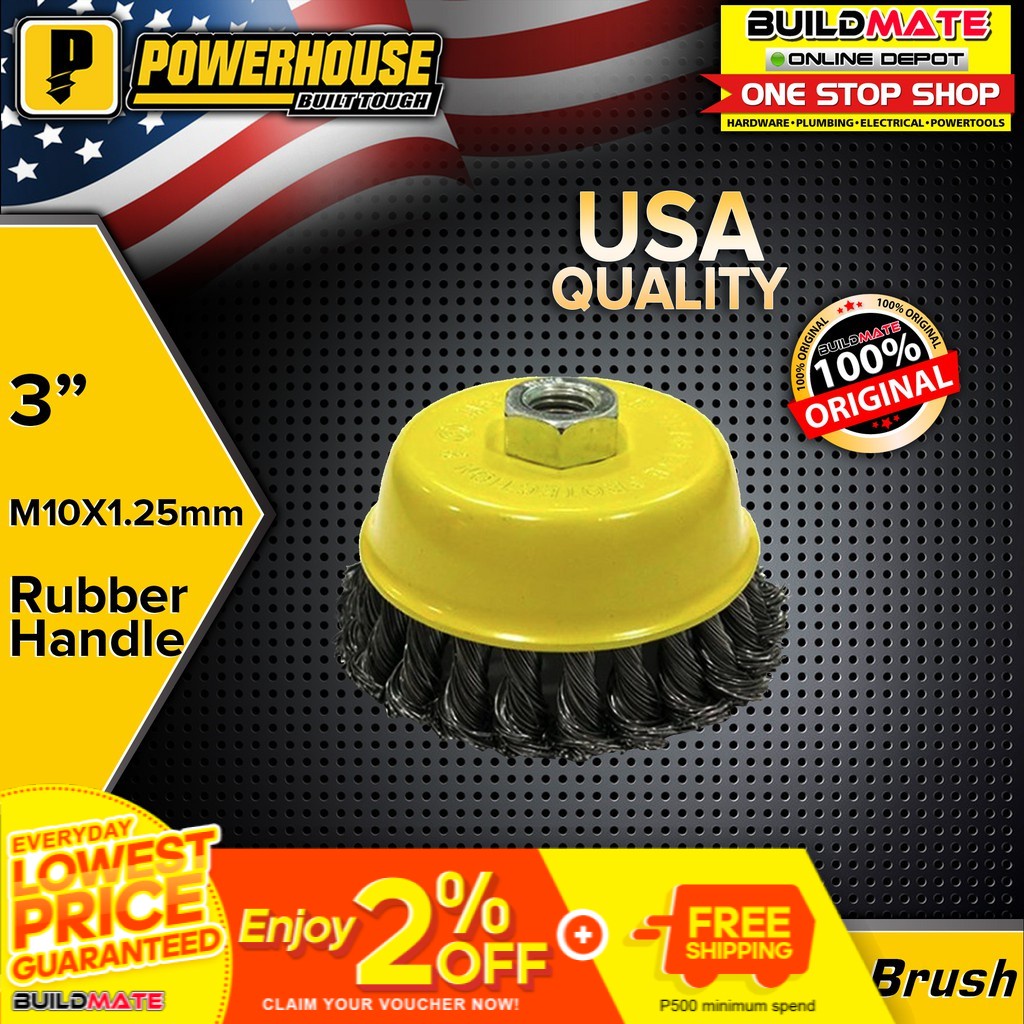 POWERHOUSE Cup Brush Plain Twisted M10x1.25mmx3" SOLD PER PIECE