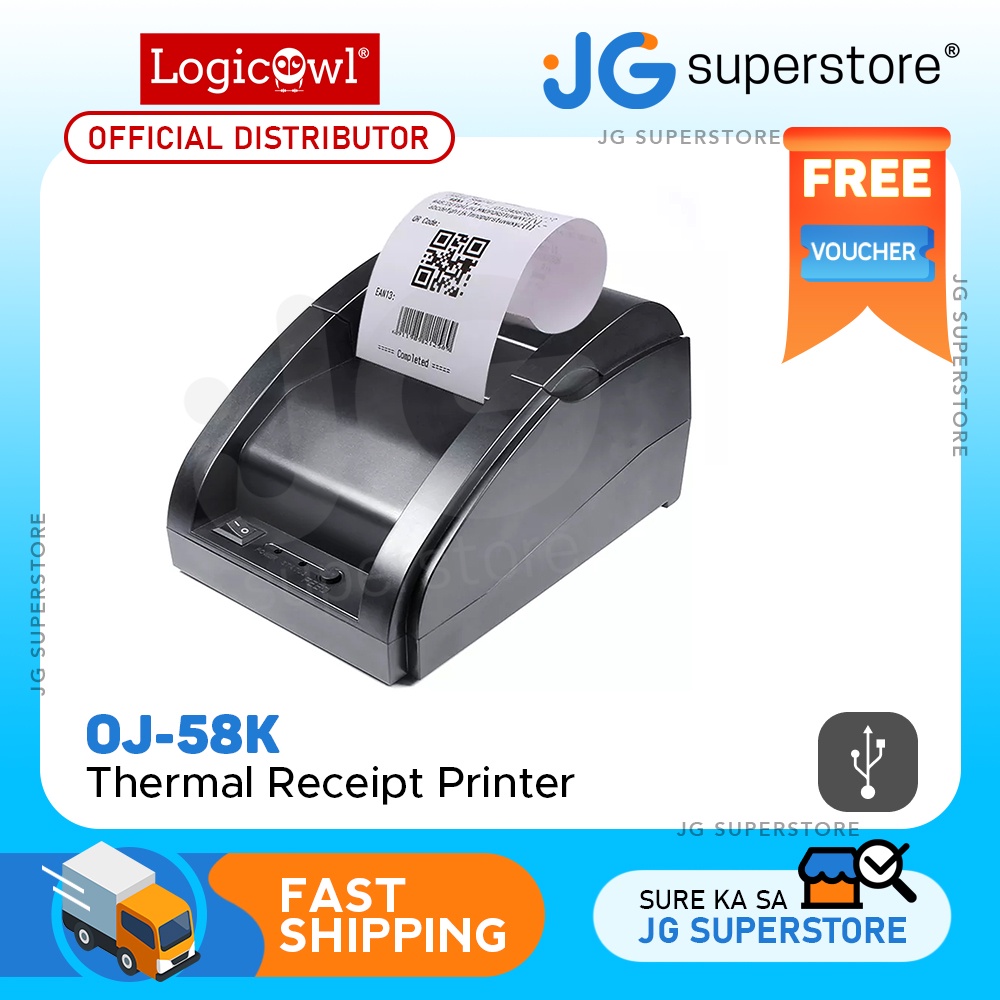 LogicOwl POS Printer Thermal 58mm Receipt USB Port Thermal Printer OJ