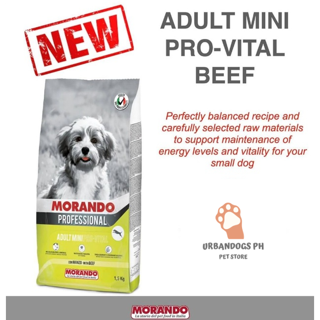 Morando Professional Dog Food for Adult Small Breed 15kg Mini Pro-vital Croquettes w/ Beef