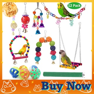 IN stock 12pcs/5 pcs Bird Parrot Toy Beads Bell Swing Suspension Bridge Perch Ladder Cage Decor COD