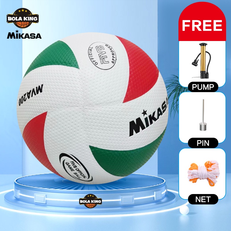 Mikasa official match volleyball MVA200 Size 5 Volleyball White+Red+Green Shopee Philippines