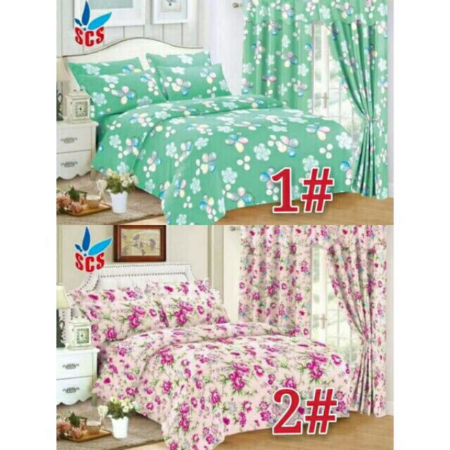 6in1 set bedsheet with curtain Shopee Philippines