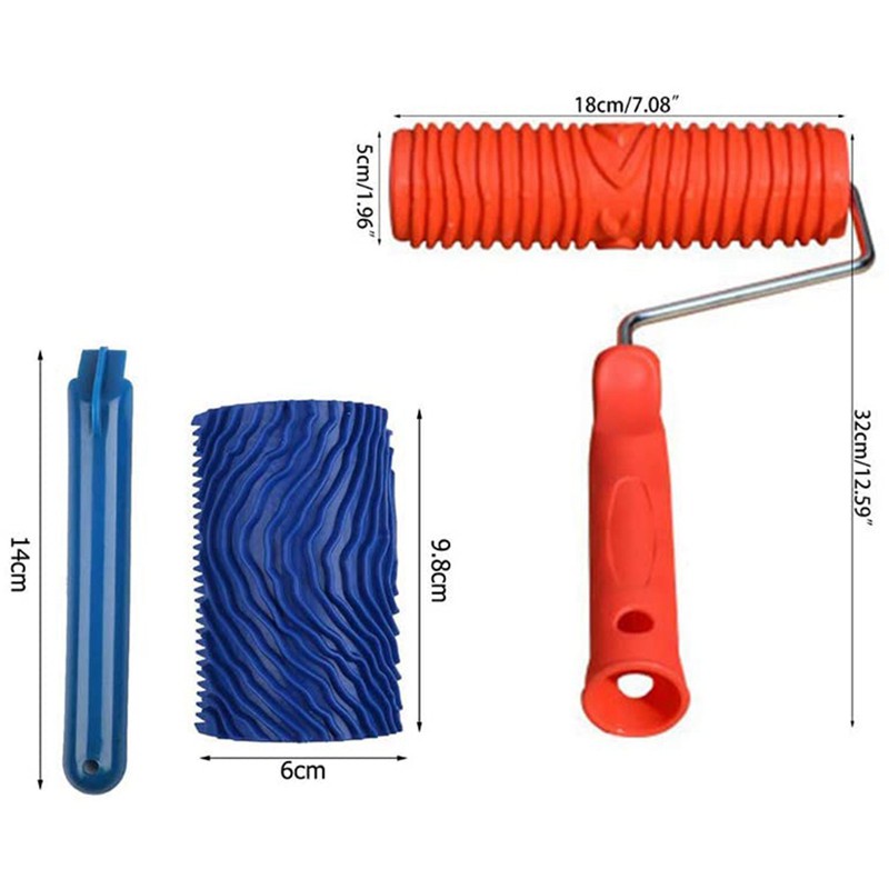 3 PCS Rubber Wood Graining Painting Tool Set for Wall Decoration 7 Inch Empaistic Wood Pattern Painting Roller
