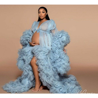 fluffy robe for maternity shoot
