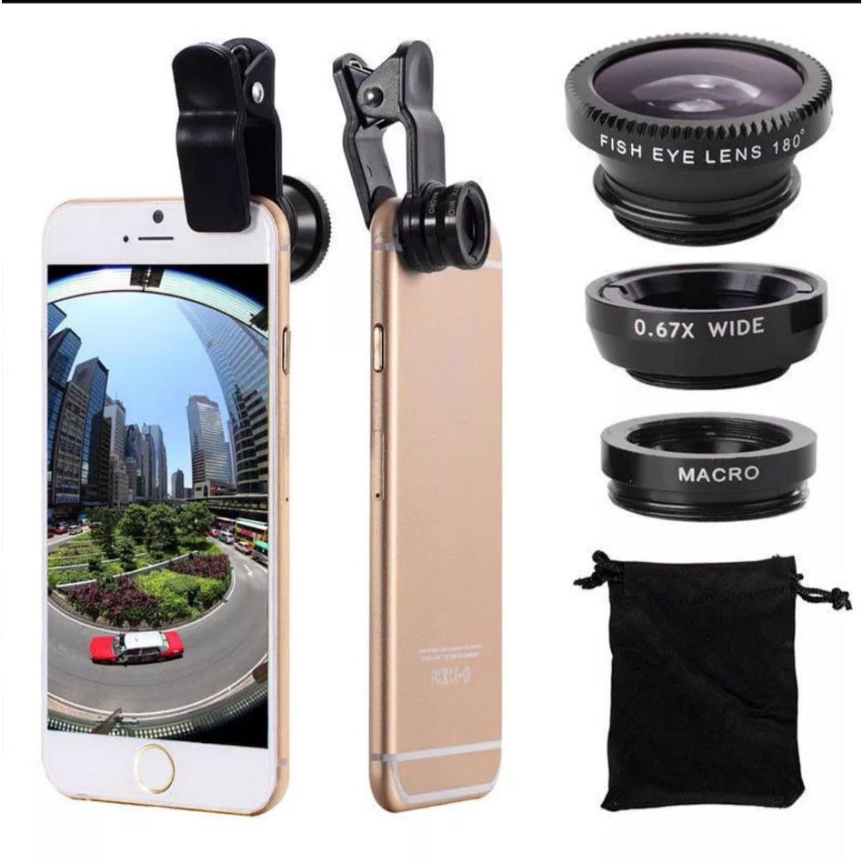 Zhou-YuXiang Objectifs universels durables de téléphone Portable 3 en 1 Fish Eye Smartphone Grand Angle Macro caméra lentille celulaire Kit 