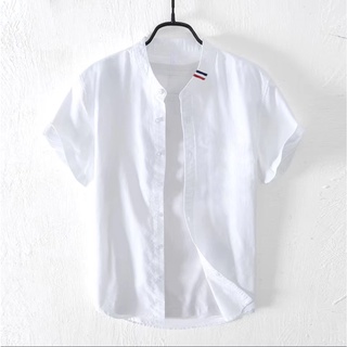 HUILISHI Classic Chinese Collar Men's Casual Cotton Short Sleeve Shirt ...