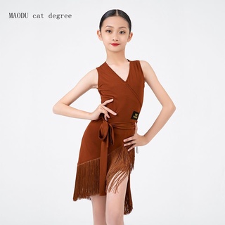 Cha-Cha Children S Latin Dance Practice Clothes Sleeveless Dress Female Professional Tassel Competition Performance #9