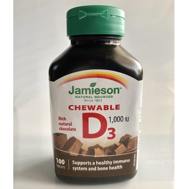 Jamieson Chewable Vitamin D3 1,000 IU, 100 Tablets Shopee Philippines