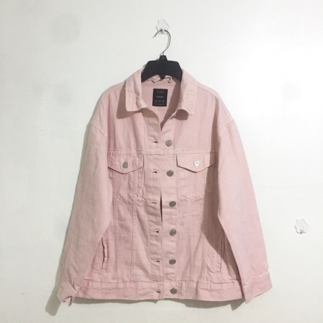 Bershka Pink Denim Oversized Jacket | Shopee Philippines
