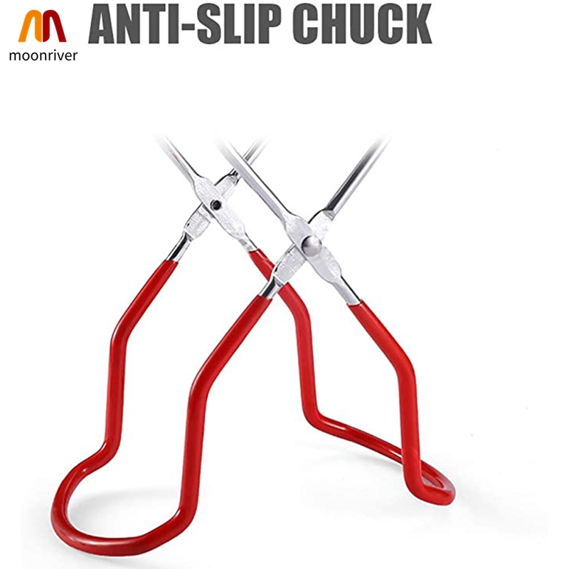 Canning Jar Lifter Tongs with Long Grip Handle Stainless Steel Canning Tongs Cans Gripper Clamp Canned Clip for Safe & Secure Grip Anti-Scalding Anti-Slip Wide-Mouth Clip for Kitchen Restaurant 