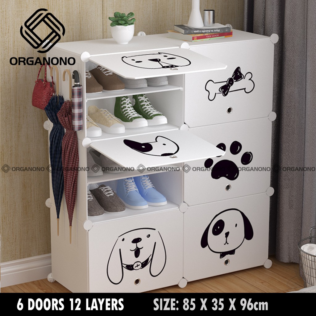 Organono Diy 6 Doors 2 Column 12 Layers Minimalist Home Shoe Rack With Removable Layer Cats Dog Shopee Philippines