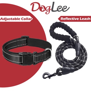 2 Packs Highly Reflective Dog Leash and Collar Set with Quick Release Buckle Adjustable Dog Collars