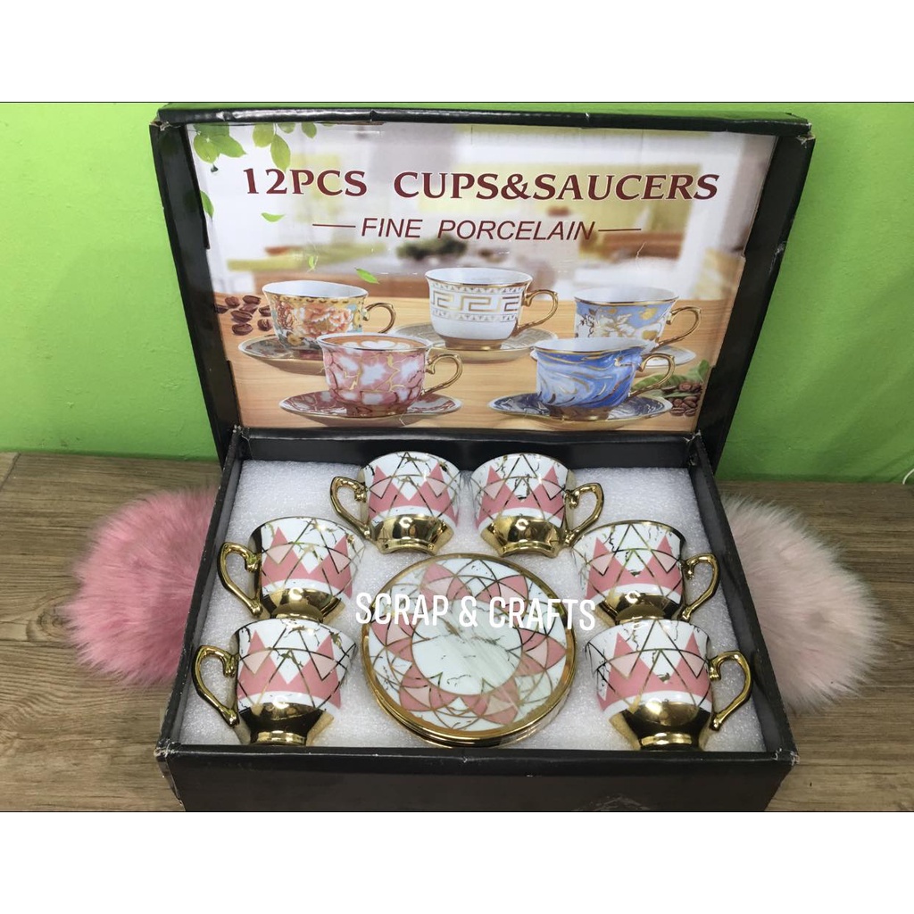 Tea Set 6pcs cups and saucers (fine porcelain) | Shopee Philippines