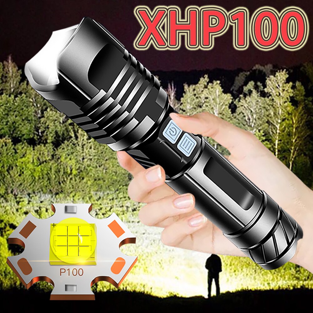 Super XHP100/XHP90 Most Powerful LED Flashlight USB Rechargeable LED Torch XHP50 