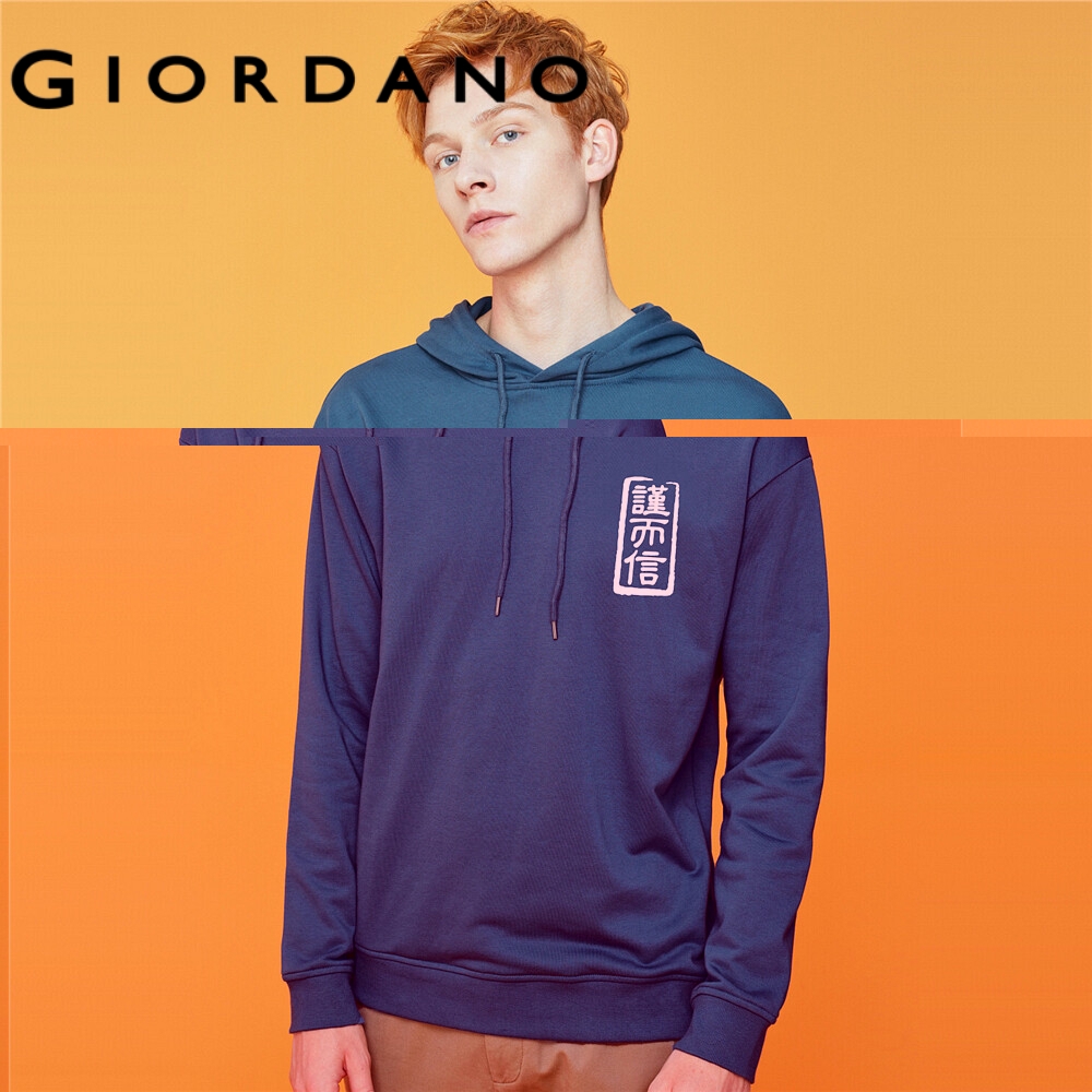 GIORDANO Men Printed Long Sleeve Hoodie | Shopee Philippines