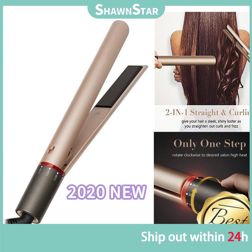 2 in 1 golden hair curler and straightener