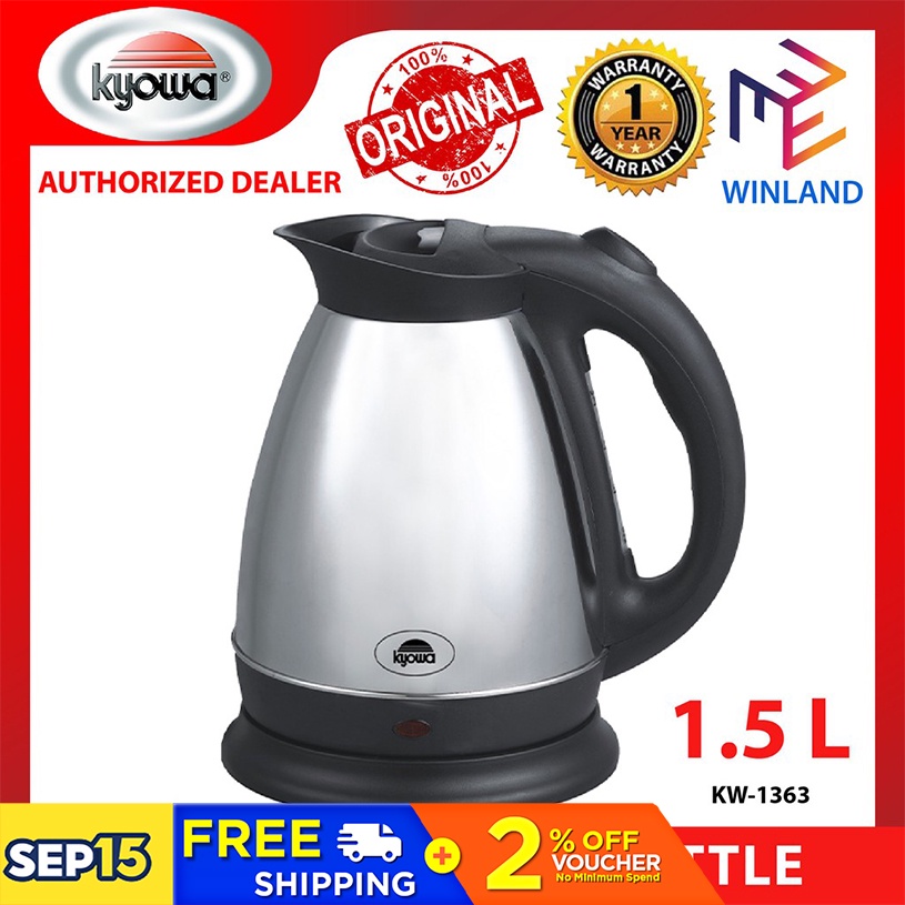 Kyowa Quick Boil Stainless Steel Electric Kettle Water Heater 1.5 Liters 1500W KW1363 *WINLAND