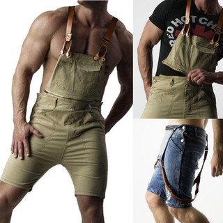 mens denim romper shorts