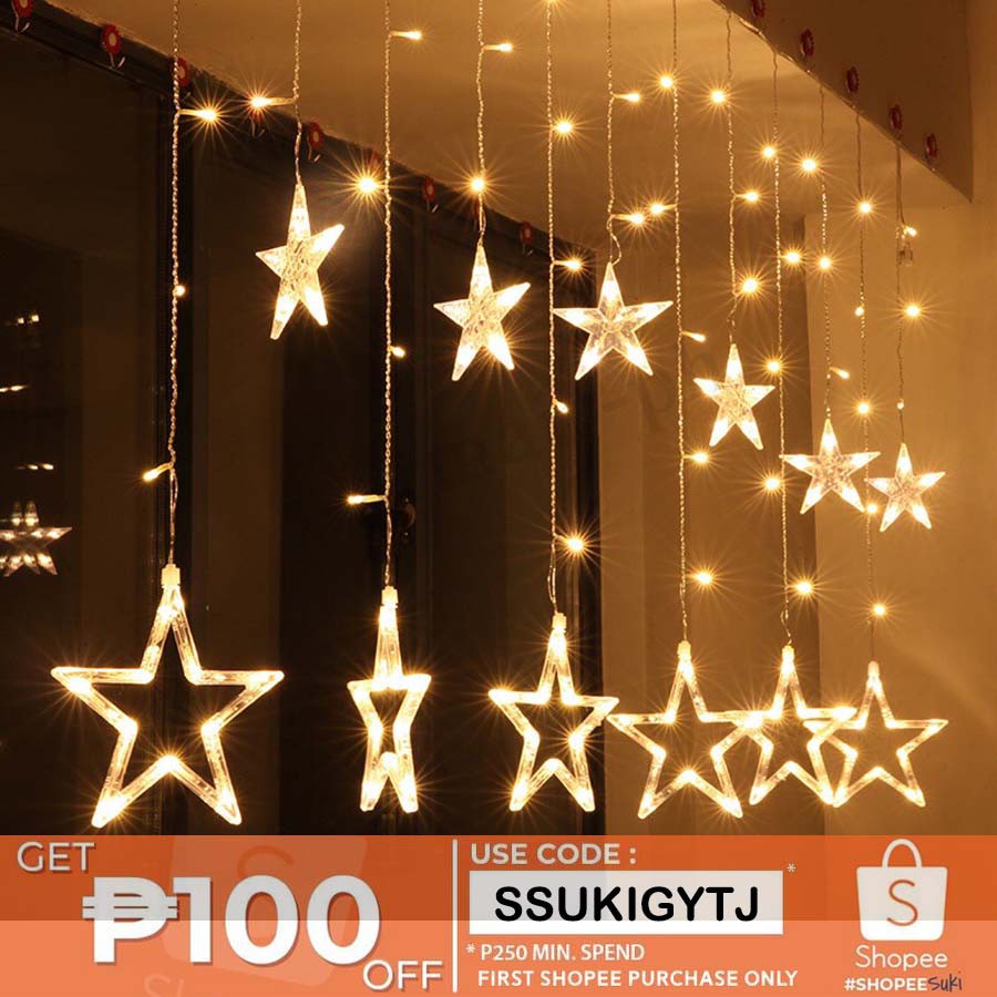 12 Star 138 Led Christmas Lights String Curtain Home Decor