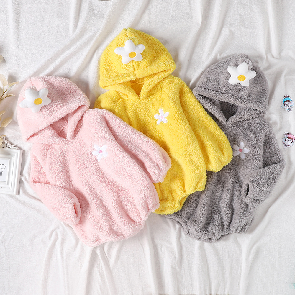【 Flower Baby Clothes 】 Male Female Flannel Long-Sleeved Romper Children's Autumn Winter War