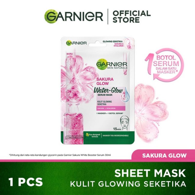 Garnier Sakura Glow Waterglow Skin Care Serum Mask (Facial Mask For ...