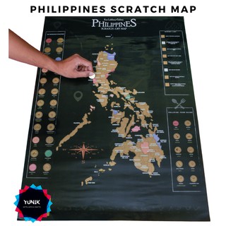KNT Lakbay-Gabay Philippine Scratch Map  Size 82.5 x 59 cm with Scratch Pen Tools