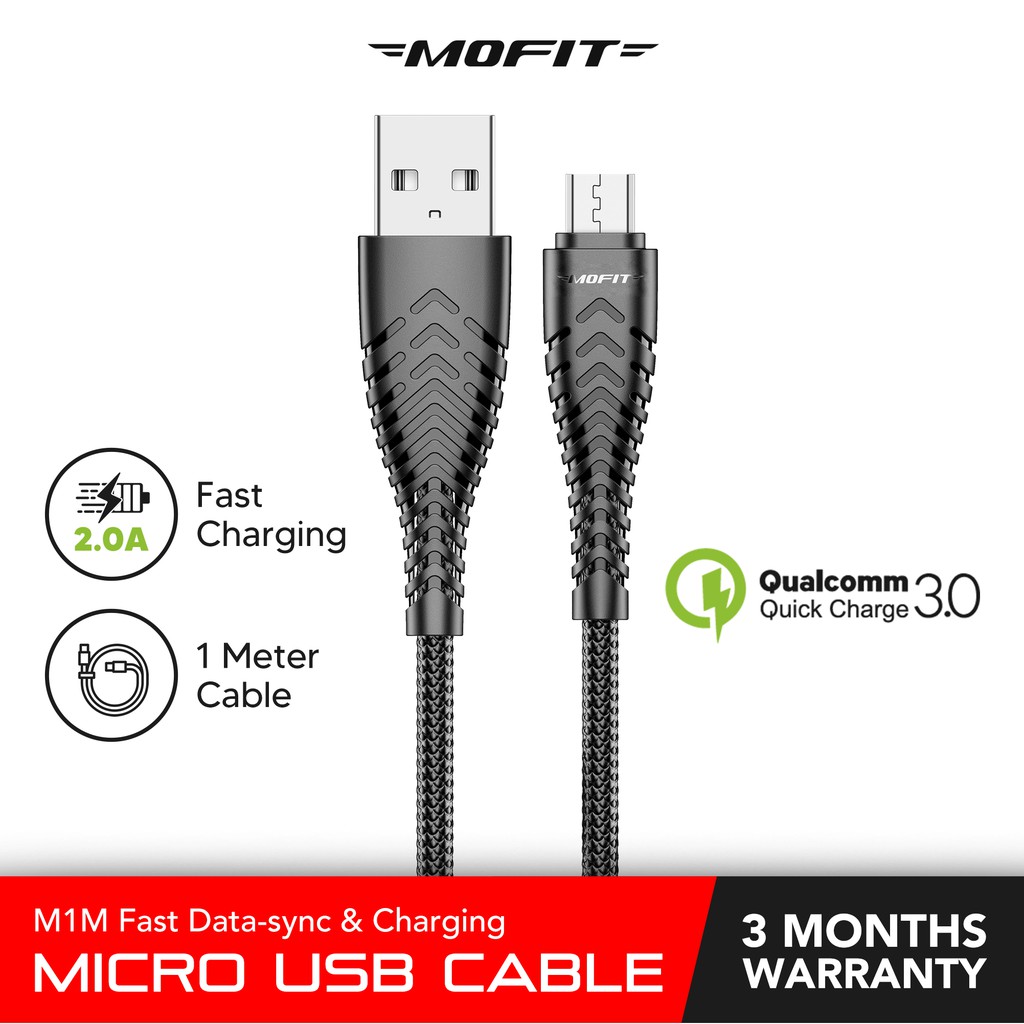 Mofit Micro USB Cable 100cm PVC Braided Design Fast Data-Sync & Charging  2.0 (M1M) | Shopee Philippines