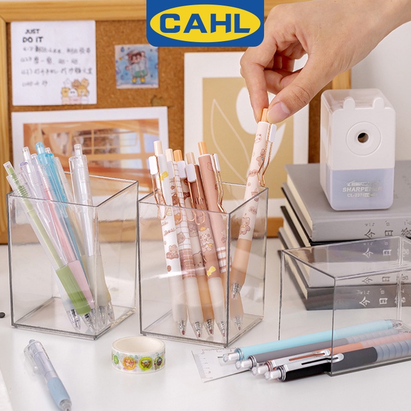 Pen Holder Clear Acrylic Pencil Holder for Desk, Pencil Cups Desk Accessories Holder, Makeup