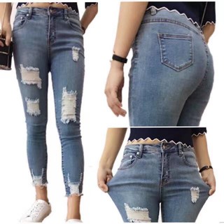 Tattered Skinny Jeans Ankle Pants #501